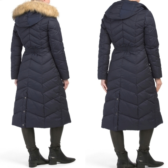 NWT Tahari Jacqueline Maxi Long Down Navy Coat XS - Picture 5 of 8